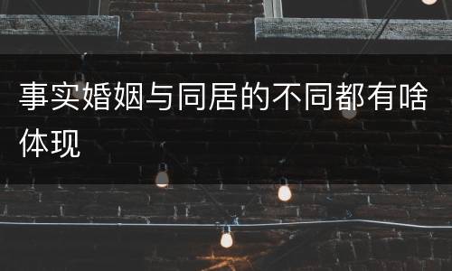 事实婚姻与同居的不同都有啥体现