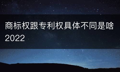 商标权跟专利权具体不同是啥2022
