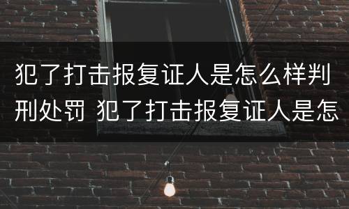 犯了打击报复证人是怎么样判刑处罚 犯了打击报复证人是怎么样判刑处罚的