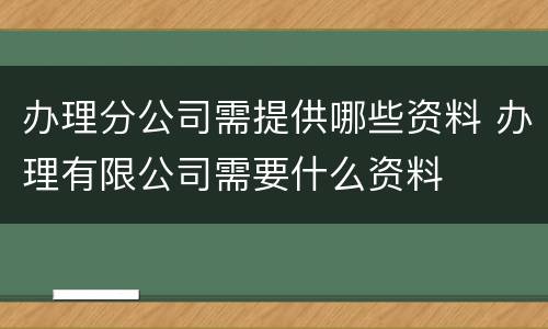 办理分公司需提供哪些资料 办理有限公司需要什么资料