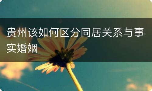 贵州该如何区分同居关系与事实婚姻