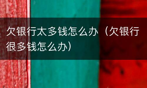 欠银行太多钱怎么办（欠银行很多钱怎么办）