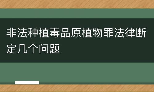 非法种植毒品原植物罪法律断定几个问题