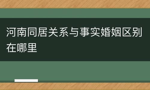河南同居关系与事实婚姻区别在哪里