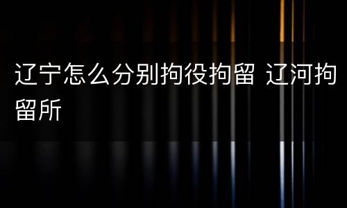 辽宁怎么分别拘役拘留 辽河拘留所