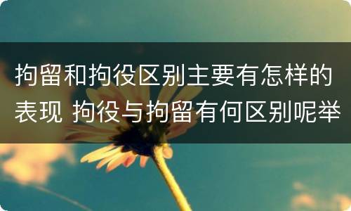 拘留和拘役区别主要有怎样的表现 拘役与拘留有何区别呢举例说明