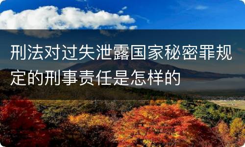 刑法对过失泄露国家秘密罪规定的刑事责任是怎样的