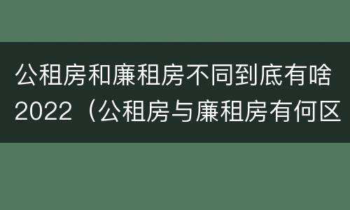 公租房和廉租房不同到底有啥2022（公租房与廉租房有何区别）