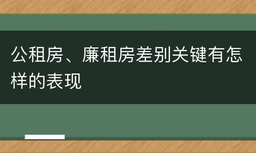 公租房、廉租房差别关键有怎样的表现