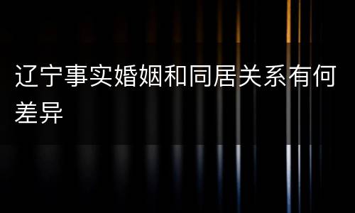 辽宁事实婚姻和同居关系有何差异