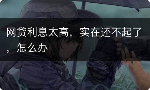 网贷利息太高，实在还不起了，怎么办