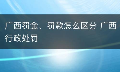 广西罚金、罚款怎么区分 广西行政处罚