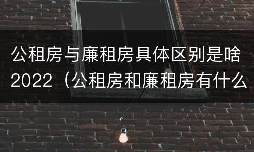 公租房与廉租房具体区别是啥2022（公租房和廉租房有什么区别?2019年的）
