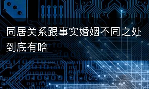 同居关系跟事实婚姻不同之处到底有啥