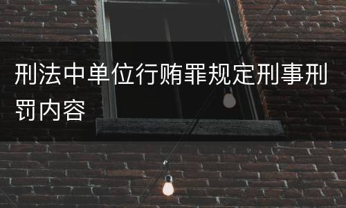 刑法中单位行贿罪规定刑事刑罚内容