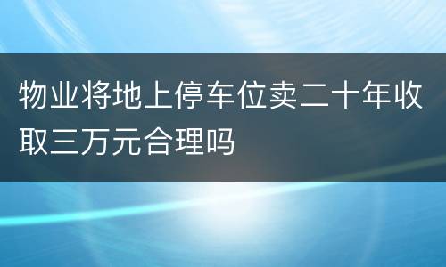 物业将地上停车位卖二十年收取三万元合理吗