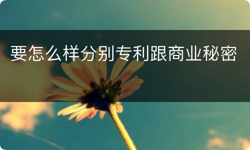 要怎么样分别专利跟商业秘密