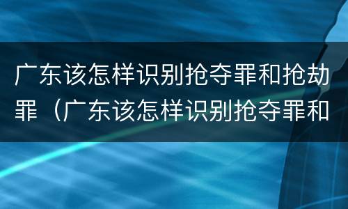 广东该怎样识别抢夺罪和抢劫罪（广东该怎样识别抢夺罪和抢劫罪案件）