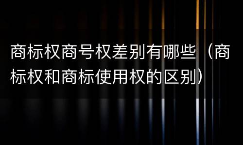 商标权商号权差别有哪些（商标权和商标使用权的区别）