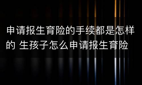 申请报生育险的手续都是怎样的 生孩子怎么申请报生育险