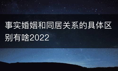 事实婚姻和同居关系的具体区别有啥2022
