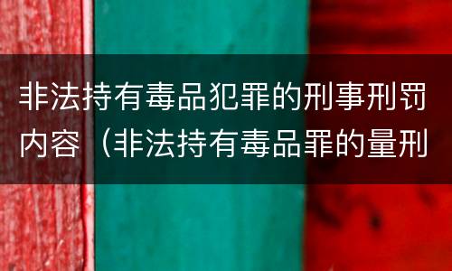 非法持有毒品犯罪的刑事刑罚内容（非法持有毒品罪的量刑标准）