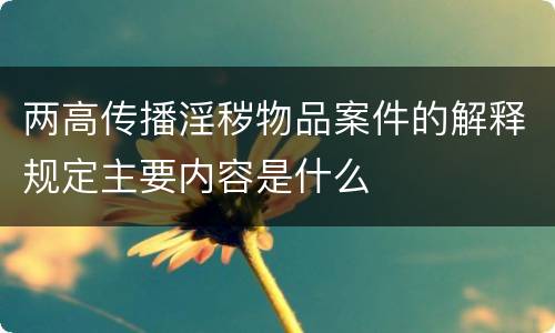 两高传播淫秽物品案件的解释规定主要内容是什么