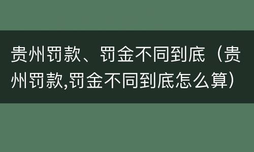 贵州罚款、罚金不同到底（贵州罚款,罚金不同到底怎么算）