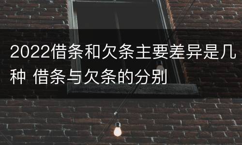 2022借条和欠条主要差异是几种 借条与欠条的分别