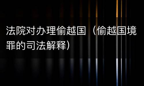 法院对办理偷越国（偷越国境罪的司法解释）