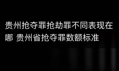 贵州抢夺罪抢劫罪不同表现在哪 贵州省抢夺罪数额标准