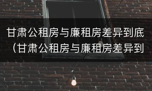 甘肃公租房与廉租房差异到底（甘肃公租房与廉租房差异到底多大）