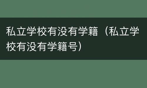 私立学校有没有学籍（私立学校有没有学籍号）