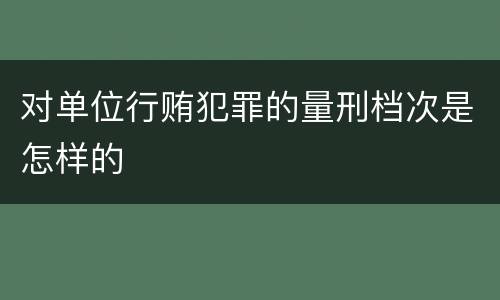 对单位行贿犯罪的量刑档次是怎样的
