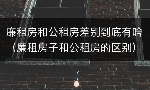 廉租房和公租房差别到底有啥（廉租房子和公租房的区别）