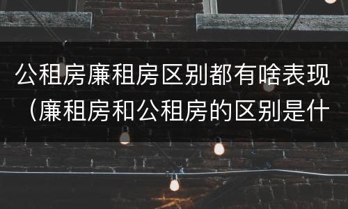 公租房廉租房区别都有啥表现（廉租房和公租房的区别是什么）