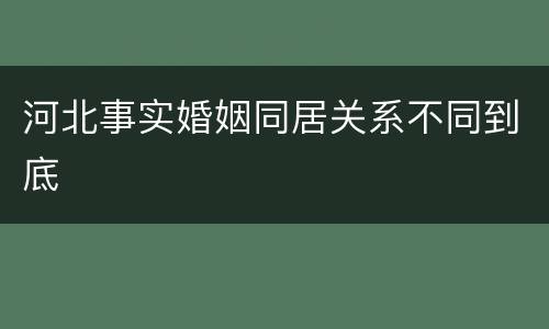 河北事实婚姻同居关系不同到底