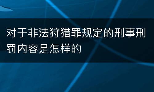 对于非法狩猎罪规定的刑事刑罚内容是怎样的