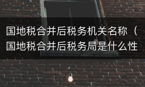 国地税合并后税务机关名称（国地税合并后税务局是什么性质单位）