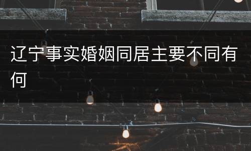 辽宁事实婚姻同居主要不同有何