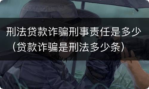 刑法贷款诈骗刑事责任是多少（贷款诈骗是刑法多少条）