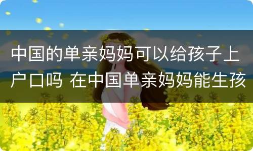 中国的单亲妈妈可以给孩子上户口吗 在中国单亲妈妈能生孩子吗