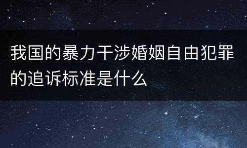 我国的暴力干涉婚姻自由犯罪的追诉标准是什么