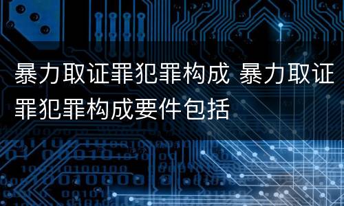暴力取证罪犯罪构成 暴力取证罪犯罪构成要件包括