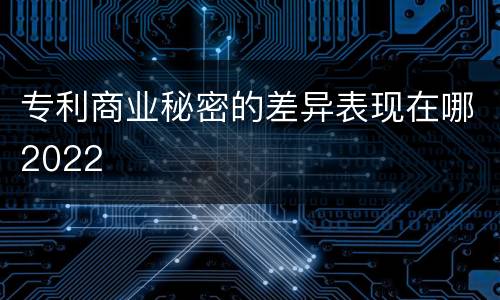 专利商业秘密的差异表现在哪2022