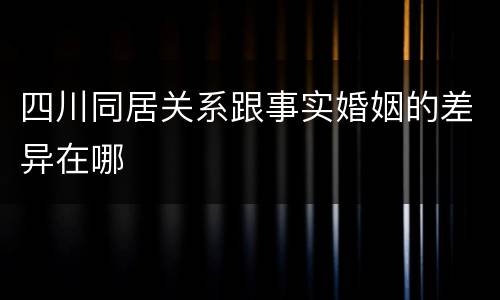四川同居关系跟事实婚姻的差异在哪