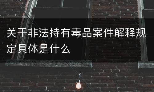 关于非法持有毒品案件解释规定具体是什么