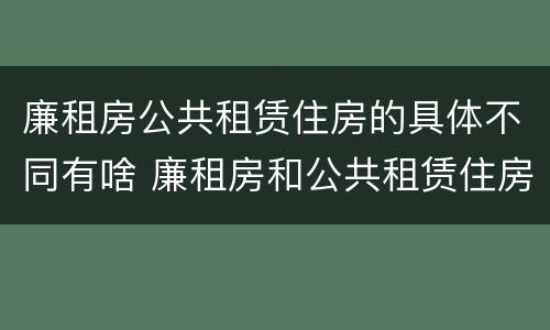 廉租房公共租赁住房的具体不同有啥 廉租房和公共租赁住房的区别