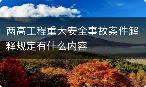 两高工程重大安全事故案件解释规定有什么内容