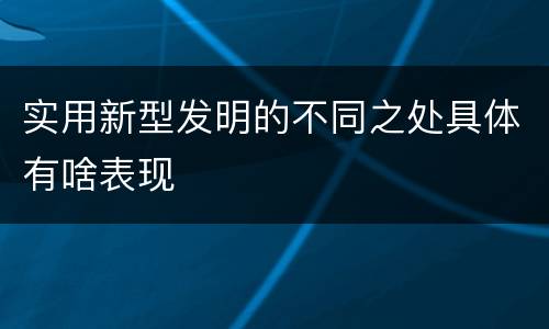 实用新型发明的不同之处具体有啥表现